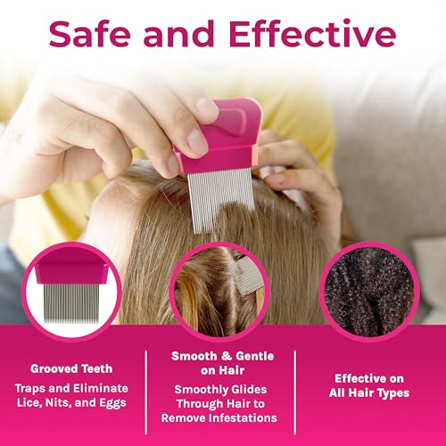 Lice Essentials Stainless Steel Lice & Nit Comb with 5X Magnifier