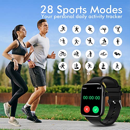 Smart Watch for Android iPhone, 1.9" Fitness Tracker with (Answer/Make Calls) IP 67 Waterproof Sport Digital Watches, Blood Pressure Heart Rate Monitor Step Counter Sleep Tracker Black