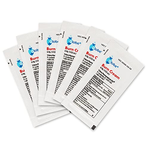 Globe First Aid Burn Cream, Aloe Formula, 0.9 g, Box of 144