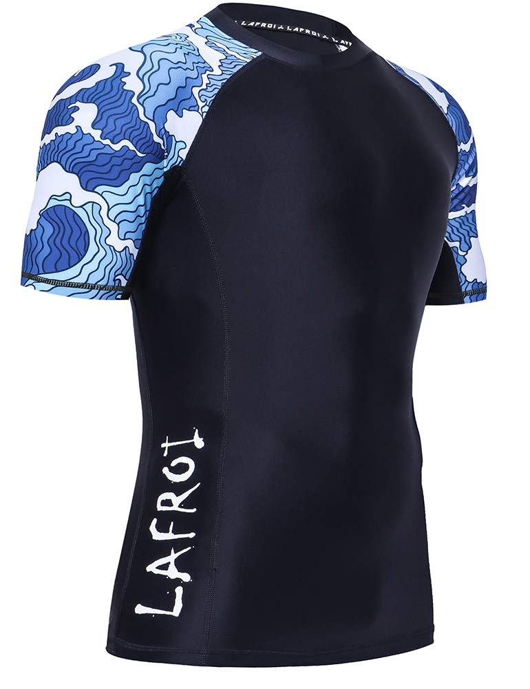 LAFROI Men's Long Sleeve UPF 50+ Baselayer Skins Performance Fit Compression Rash Guard-CLY02D Small Surge