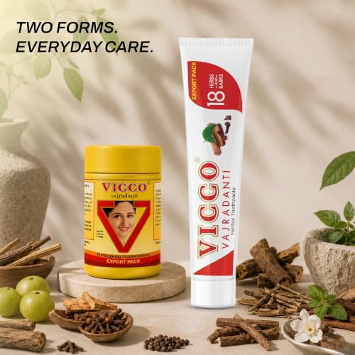 Vicco Vajradanti Ayurvedic Herbal Toothpaste for Oral Care & Gum Health - 70 Year Legacy of Ayurveda, with 18 Ayurvedic Herbs & Barks, Fluoride-Free - 7 oz (3 Pack)
