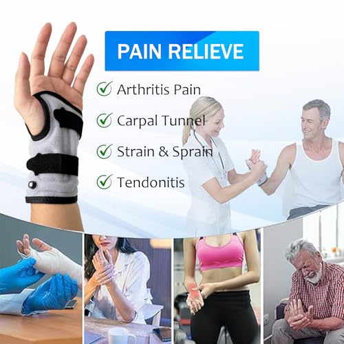 Waterproof Wrist Brace for Carpal Tunnel Night Support, Inflatable Wrist Support with Air Compression for Pain Relief Caused by Tendonitis, Arthritis and Sprains,One Size Adjustable Hand Brace for Men and Women Left