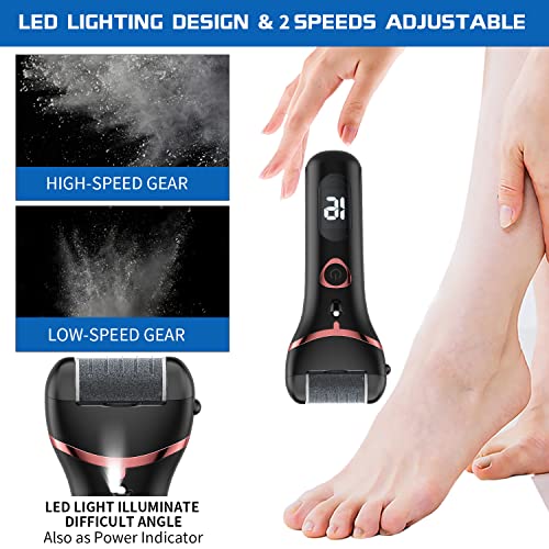 Electric Foot Callus Remover, Rechargeable Foot Scrubber File Pedicure Kits Black