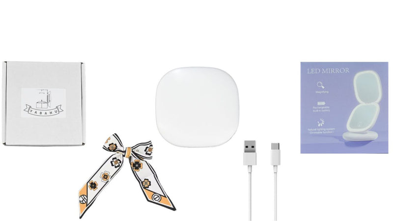 Makeup Mirror with Lights - Dual-Sided White LED Pocket Mirror, 1X/5X Magnifying Travel Mirror, 3 Light Modes, Rechargeable Handheld Mirror for On-The-Go Makeup, Grooming, and Gifts