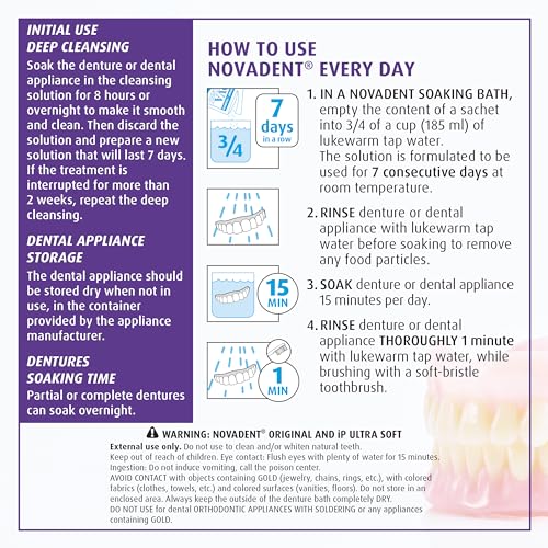 Novadent Denture Cleaner – Original – 6 Months (26 sachets) 26 Count (Pack of 1)