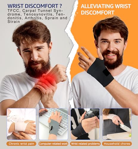 HiRui Ultra-Thin Elastic Wrist Brace Wrist Wraps, Compression Wrist Straps Support for Carpal Tunnel Arthritis Tendonitis Sprains Pain Relief Workout, Soft & Comfortable (Black (Pack of 2)) Black (Pack of 2)