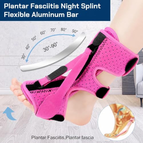 Plantar Fasciitis Night Splint-Upgrade 3 Adjustable Plantar Fasciitis Brace Pink