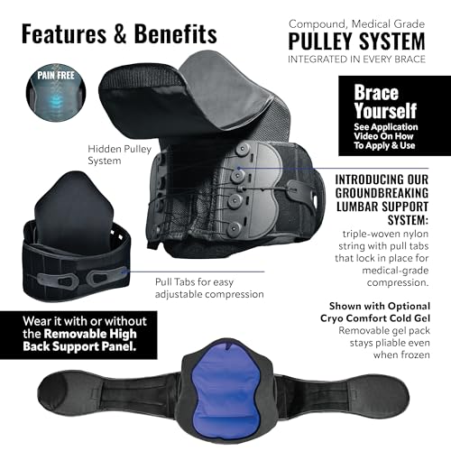 CompressRx High Back Brace, 2-in-1 Lumbar Support, Small-4XL One Size