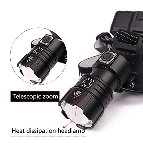 Brightest Headlamp Rechargeable, 20000 Lumens XHP70 LED Headlamp Flashlight High Lumens Headlight Zoomable High Powered Head Torch with 3 x Batteries for Caving Working Fishing