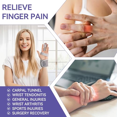 Single Trigger Finger Splint, Aluminum Finger Brace Joint Stabilizer, Adjustable Hand Brace and Wrist Brace Support for Middle, Index, Pinky or Ring Finger Support(Ultra-Slim) Single
