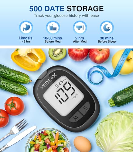 Medilax Blood Glucose Monitor Kit, Blood Sugar Testing Kit with 100 Strips