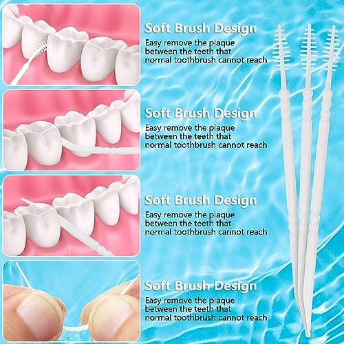 DanTicy Brushpicks Interdental Toothpicks,Soft Bristle Dental Floss Picks Toothpicks,Helps Removes Plaque and Debris Between Your Teeth