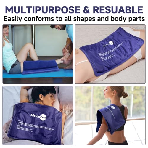 AiricePac Extra Large Gel Flexible Back Ice Packs for Injuries Reusable, 11”x 20” Cold Pack Wrap for Knee Leg Neck Shoulder Hip Back Pain Relief, Cold Compress Therapy for Swelling, Bruises, Surgery XXL 1 PACK 1.0