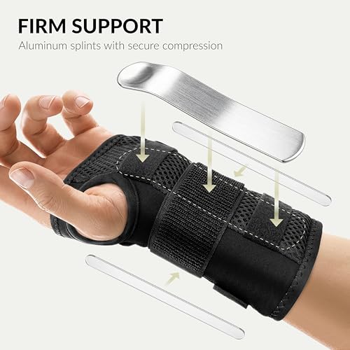 BraceUP Carpal Tunnel Wrist Brace - Metal Wrist Splint for Hand and Wrist Support, Tendonitis Arthritis Pain Relief L/XL Right Hand