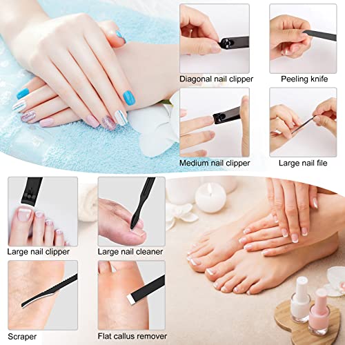 Nail Clippers Sets High Precisio Stainless Steel Nail Cutter Pedicure Kit Nail File Sharp Nail Scissors and Clipper Manicure Pedicure Kit Fingernails & Toenails with Portable cas (Red/Black_25 in 1) Red/Black_25 in 1