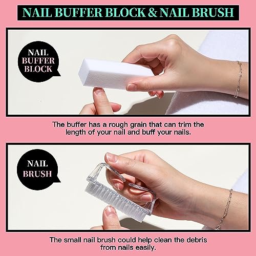 FANDAMEI Manicure Kit, Nail Files 100/180, Cuticle Nippers, Nail Buffer Block, Cuticle Pusher, Cuticle Peeler, Ingrown Toenail Tool, Toenail File, Nail Care Kit, Nail Tools for Manicure, White H-white