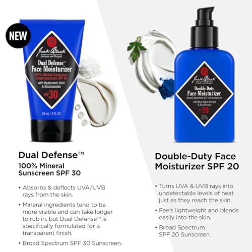 Jack Black Double Duty Face Moisturizer with SPF 20, Facial Moisturizer Face Cream for Men, Mens Facial Lotion with SPF, Gifts for Men 3.3 Fl Oz (Pack of 1)
