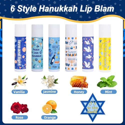 24 Pcs Hanukkah Gifts Include Lip Balm Thank You Tag Organza Bag for Women Birthday Hanukkah Gifts 24