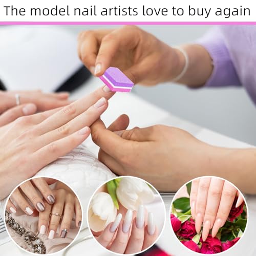 50 Pcs Sponge Nail Buffers,100/180 Grit Mini Nail Files,Mini Buffer Block Nail File for Acrylic & Natural Nails,Double-Sided Buffing Blocks for Manicure & Pedicure,Salon & Home Use(Pink-Purple)