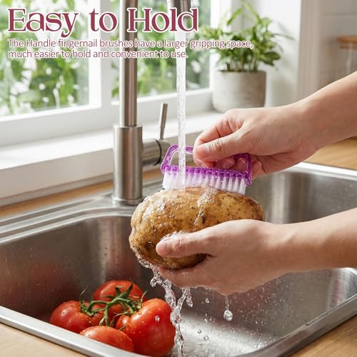 EBOOT 4 Pcs Nail Brush for Scrubbing 3x1.5 x1'', Pink,Clear,Orange,Purple