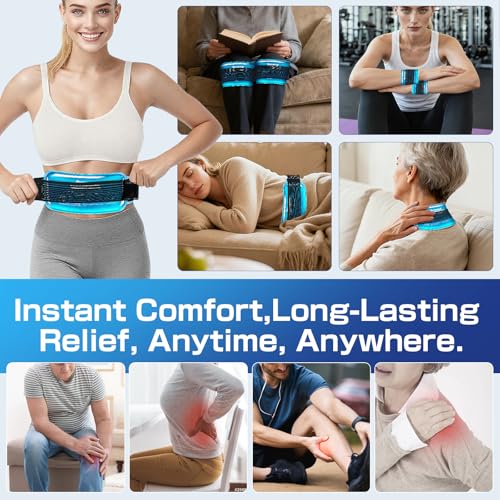 Ice Packs for Injuries Large 2 Packs Hot Cold Gel Pack with Strap Blue Large 13 x 6 Inch