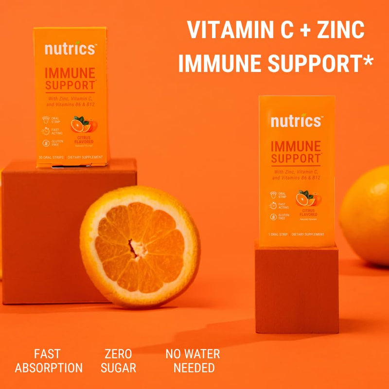 Dissolving Immune Support Supplement Strips: Stay Protected with Zinc, Vitamin C, Vitamin B6 & Vitamin B12, Vegan, Sugar Free, Antioxidant Supplement
