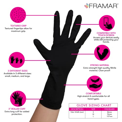 FRAMAR Powder Free Nitrile Gloves Small, Guantes Desechables Small (Pack of 100)