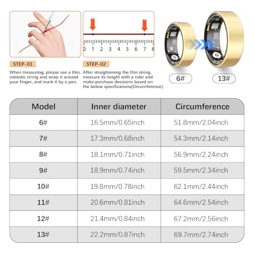 Smart Ring for Women, Health Ring, No Subscription Fee Gold 9#