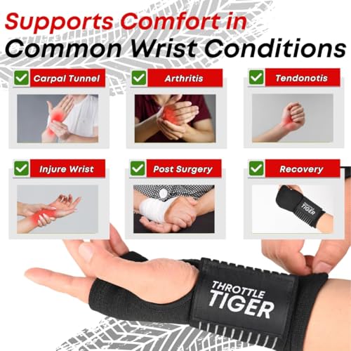 ® Motorcycle Wrist Brace Adjustable Wrist Wraps for Bikers, Wrist Support Reduces Hand Pain and Absorbs Vibration, Enhancing Comfort and Stability (Medium) Medium