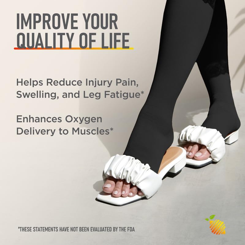 Compression Socks Men 20-30 mmHg - Open Toe Zippered Compression Stockings for Women, Improves Blood Circulation, Prevents Leg Swelling, Shin Splints, and Edema - 2XL, Black [1 Pair] - BeesActive Australia