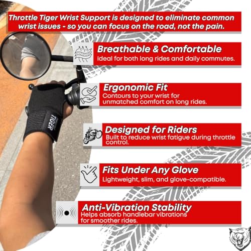 ® Motorcycle Wrist Brace Adjustable Wrist Wraps for Bikers, Wrist Support Reduces Hand Pain and Absorbs Vibration, Enhancing Comfort and Stability (Medium) Medium