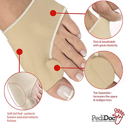 Bunion Corrector, 2 Pack Bunion Relief Sleeves with Gel Toe Separator, Hallux Valgus Toe Spacer Pads, Non-Slip Big Toe Alignment Cushion for Men and Women Large