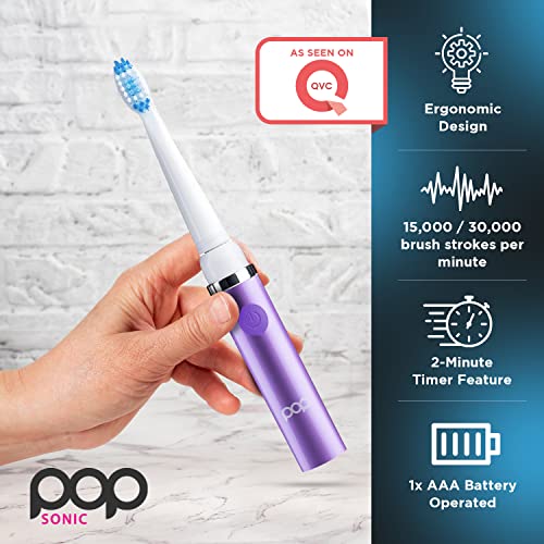 Go Sonic Electric Toothbrush for Adults – 2 Speed (Purple) – Dupont Nylon Bristles – 15,000-30,000 Strokes/Minute w/AAA Battery – Bathroom Essentials & Travel Essentials Purple 1 Count (Pack of 1)