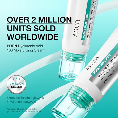Anua PDRN Hyaluronic Acid 100 Moisturizing Cream, 2.02 fl oz | Lightweight, Non-Greasy Hydrating Face Moisturizer with Salmon DNA for Glass Skin, Korean Skincare 2.02 Fl Oz (Pack of 1)