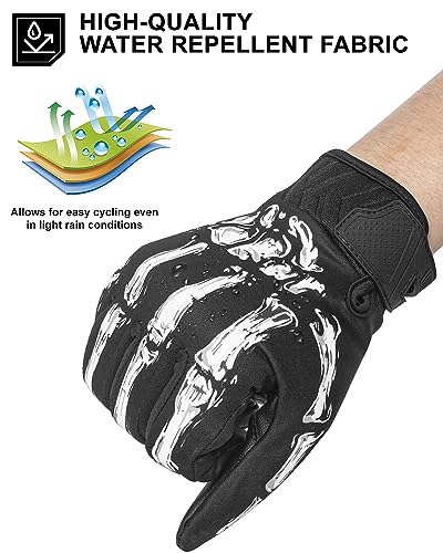 RIGWARL Winter Gloves for Men Women, Waterproof, Touchscreen, Cold Weather White Skeleton Classic X-Large