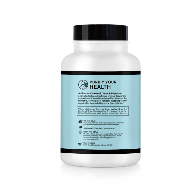 Activated Charcoal Capsules 125 Vegetarian Capsules 320mg - Vegan 100% Pure Coconut Shell Charcoal No Filler 300