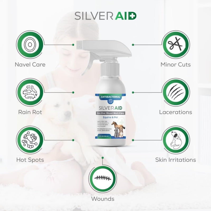 Wound & Skin Spray, Patented Colloidal Silver Spray, Hot Spot Treatment for Dogs, Cats, Horses, Relief of Itching, Irritations, Burns, Minor Cuts, Coat Care, Vet Recommended, Made in USA - BeesActive Australia