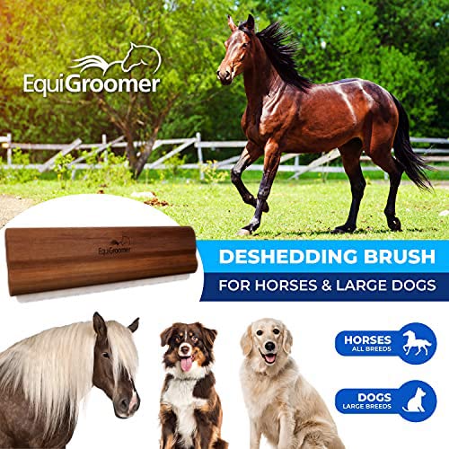 Deshedding 8" Brush for Horses and Large Pets | Natural Mahogany | Short and Long Hair | Comb Removes Loose Dirt, Hair and Fur| Professional Horse Brush for Grooming Shedding - BeesActive Australia