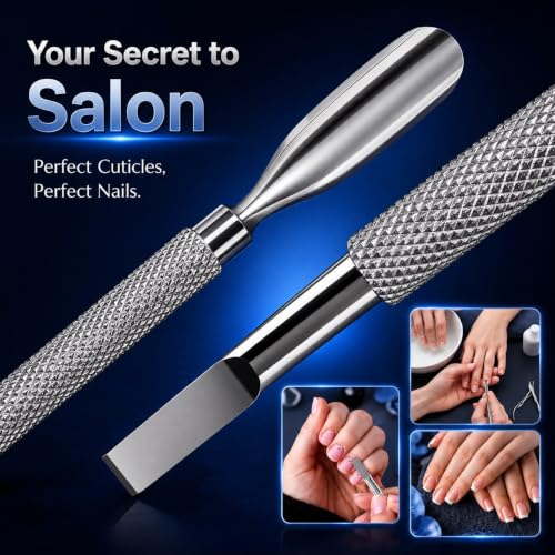 UM Supplies Cuticle Remover Set, Professional Stainless Steel Cuticle Trimmer Kit with Cuticle Nipper, Cuticle Pusher, Nail Cleaner & Nail Clipper, Manicure Pedicure Grooming Tools with Travel Case 1/2 Jaw 14 (5mm)
