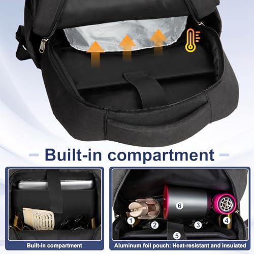 GDNasist Barber Supplies Bag,Portable Barber Backpack with Insulated Pocket Black