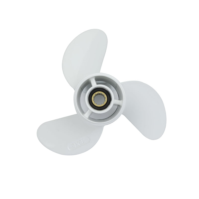 Boat Engine Propellers for HANGKAI 2 Stroke 6.0 HP ＆ 4 Stroke 6.5 HP Outboard Motor, 7.8" Diameter x 8" Pitch 3 Blade 12 Spline Tooth White - BeesActive Australia