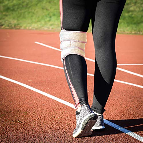 Plus Size Knee Brace and Knee Strap Bundle: 1 Adjustable Knee Brace (Nude) and Pair of Patella Knee Strap (Nude)