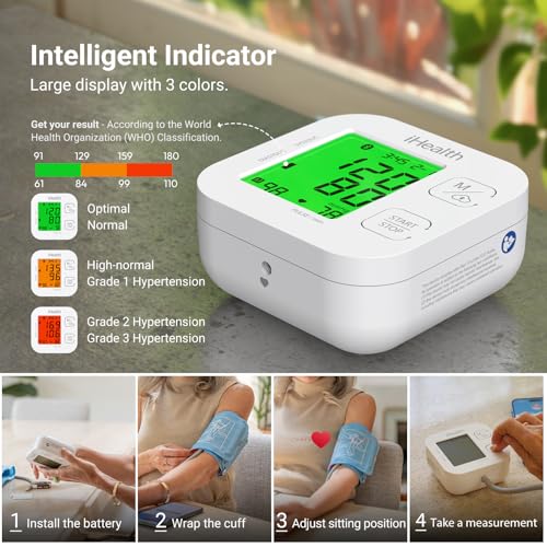 iHealth Track Smart Upper Arm Blood Pressure Monitor with Wide-Range Cuff 1 Count (Pack of 1)