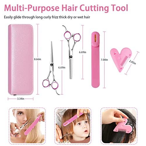Hair Cutting Kit for DIY Hair Cutting at Home, Hair Scissors, Split Ends Trimmer, Bangs Clips, Professional Hair Cutting Tools for Women, Kids