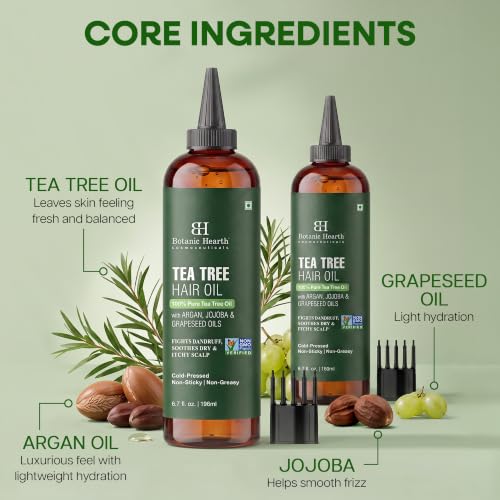 Botanic Hearth Tea Tree Hair Oil For Hair Growth - 6.7 Fl oz Set of 2 6.7 Count (Pack of 2)