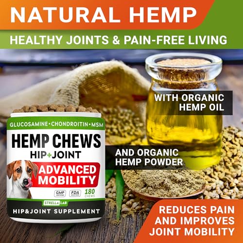 Advanced Joint Hemp Chews for Dogs Mobility - Hip & Joint Pain Relief Chews (HIP&JOINT) Hemp Chews 180Ct (Chicken)