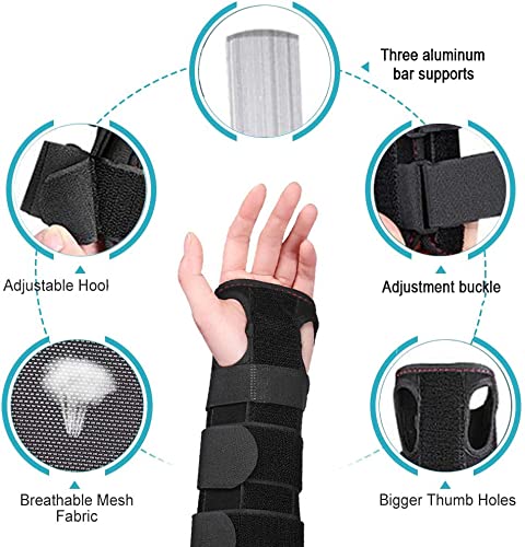 Carpal Tunnel Splint Brace, Adjustable Night Sleep Wrist Support Brace with Aluminum Bar, Hand Support Wrist Splint for Men Women Tendinitis Arthritis Joint Pain Relief, Fits Left and Right Hand