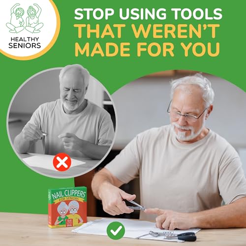 Healthy Seniors Nail Clippers Set, Easy Grip 360 Rotary Fingernail Clipper, Sharp Heavy Clippers for Thick Nails. Perfect for Diabetics or Seniors Suffering from Arthritis 3