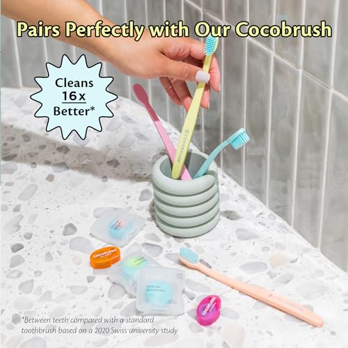 Cocofloss Woven Dental Floss, Travel Sampler, Dentist-Designed Oral Care with Coconut Oil, Waxed, Vegan, Kid-Friendly, 4-Pack Minis, Mint, Coconut, Orange, Strawberry (8 yd Each)