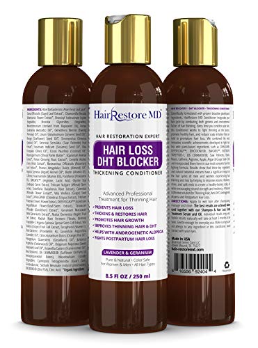 HAIR LOSS DHT BLOCKER Thickening CONDITIONER "Lavender & Geranium" Biotin Hair Growth, Caffeine, Hair Loss Thinning and Fine Hair, Regrowth Thickening Products
